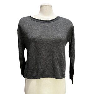 Chaser NWT Round Neck Long Sleeve Crop Top T Shirt Sz Small Womens Soft Heathere